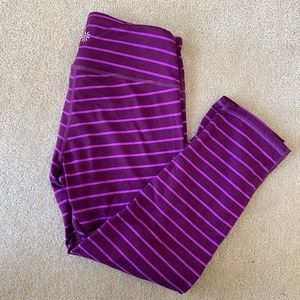 Athleta Purple Stripe Chaturanga Capri Legging